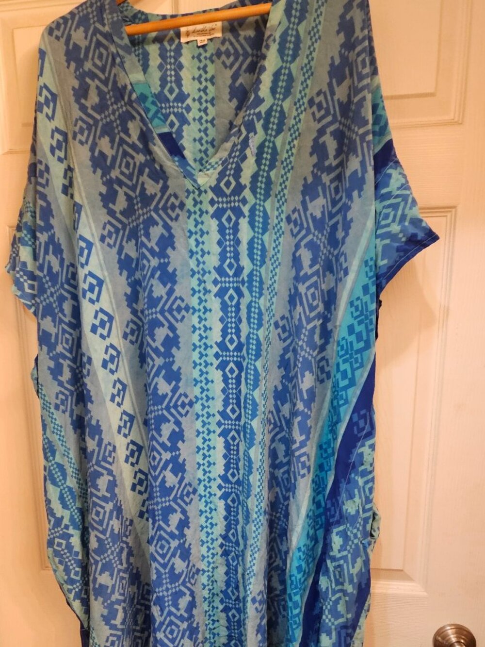 Kantha Bae blue mixed silk kaftan - OS